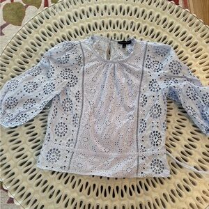 Banana Republic Light Blue Eyelet Lace Blouse